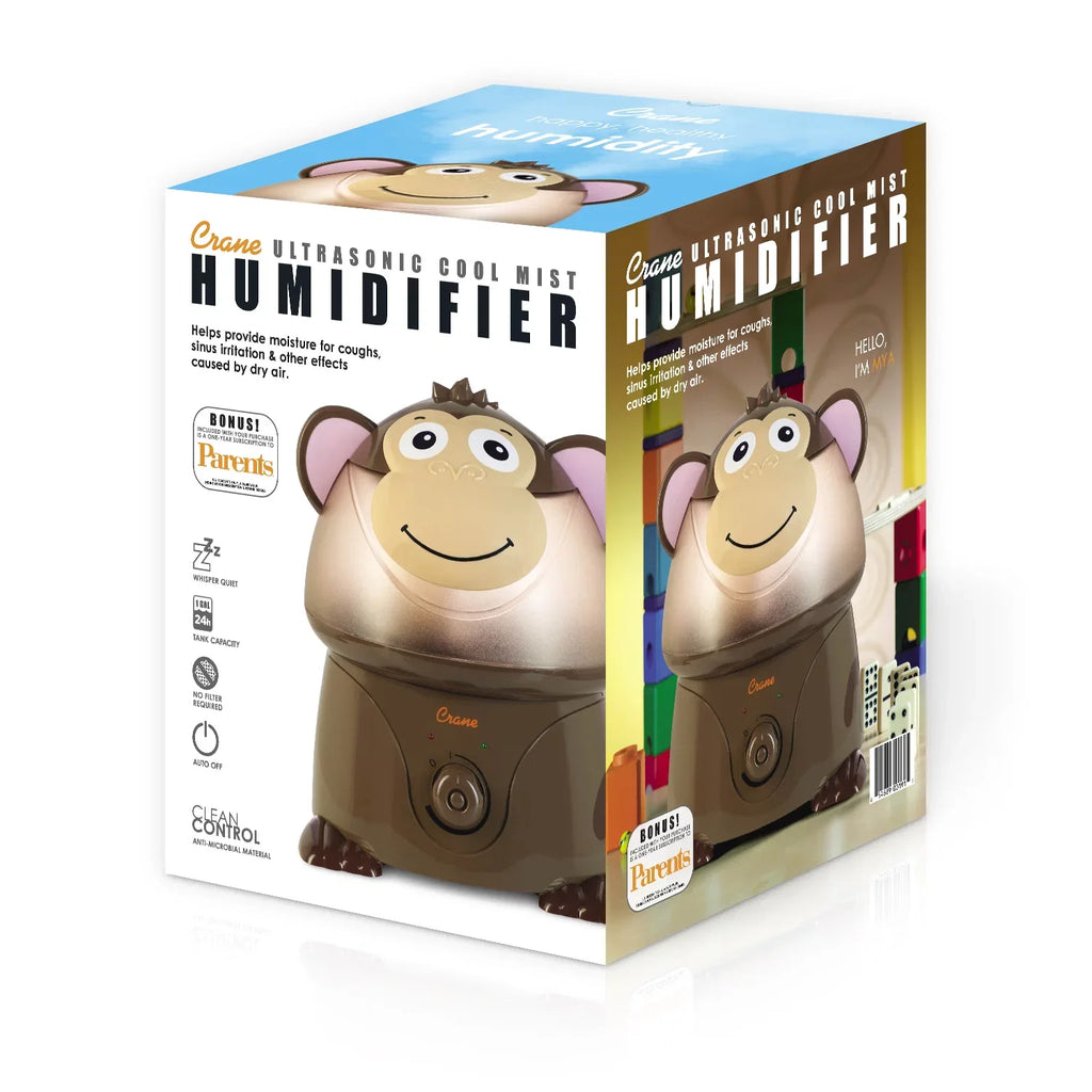 Ft Cool Gallon, 1 Hour Monkey Ultrasonic Shieldage, Mist 500 Kids, Crane Time - for Adorable 24 Humidifier Sq Run