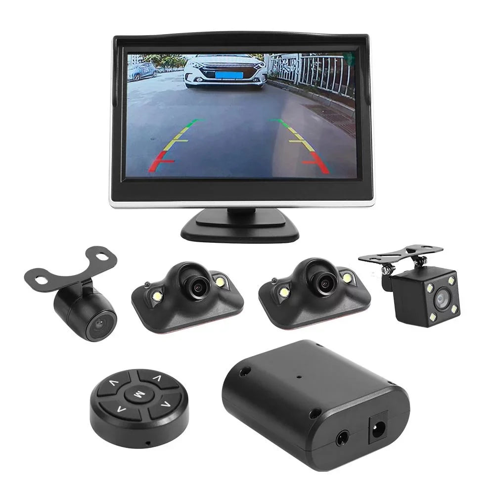 5in Recording System DVR Monitor Camera Cam Degree Car 4 with Bird Jocestyle View 360