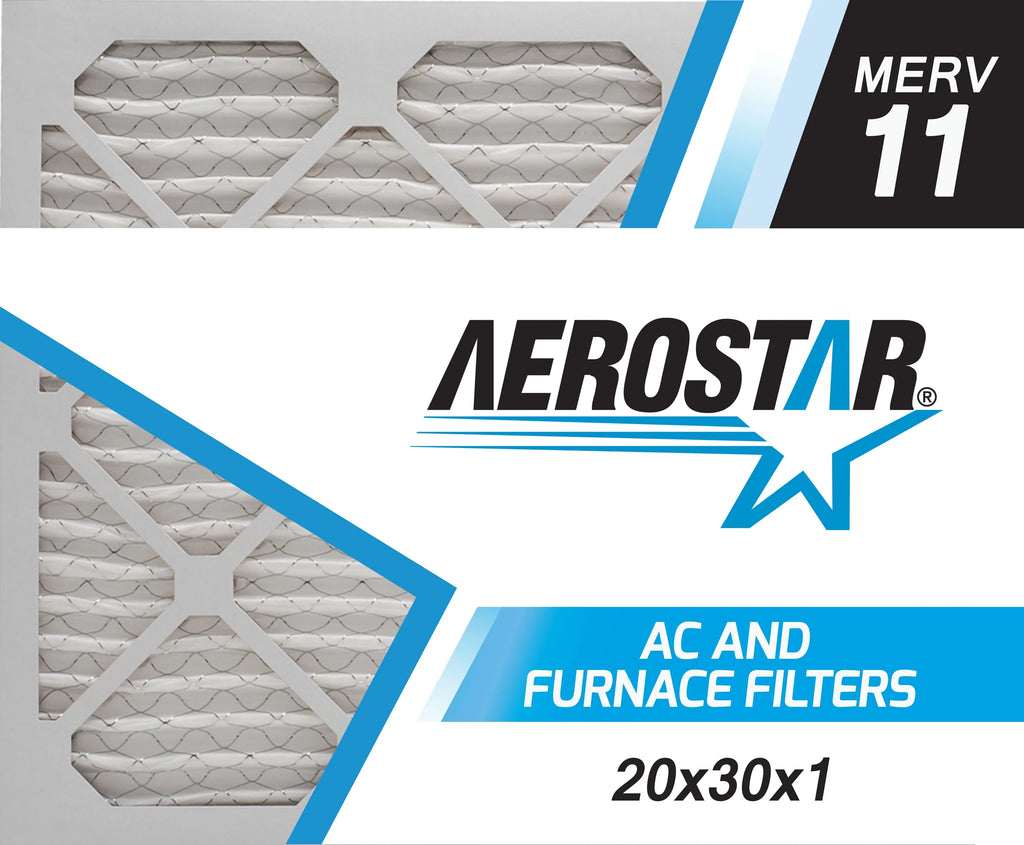 11, of MERV Box 20x30x1 Filter, 6 Air 20x30x1, Aerostar