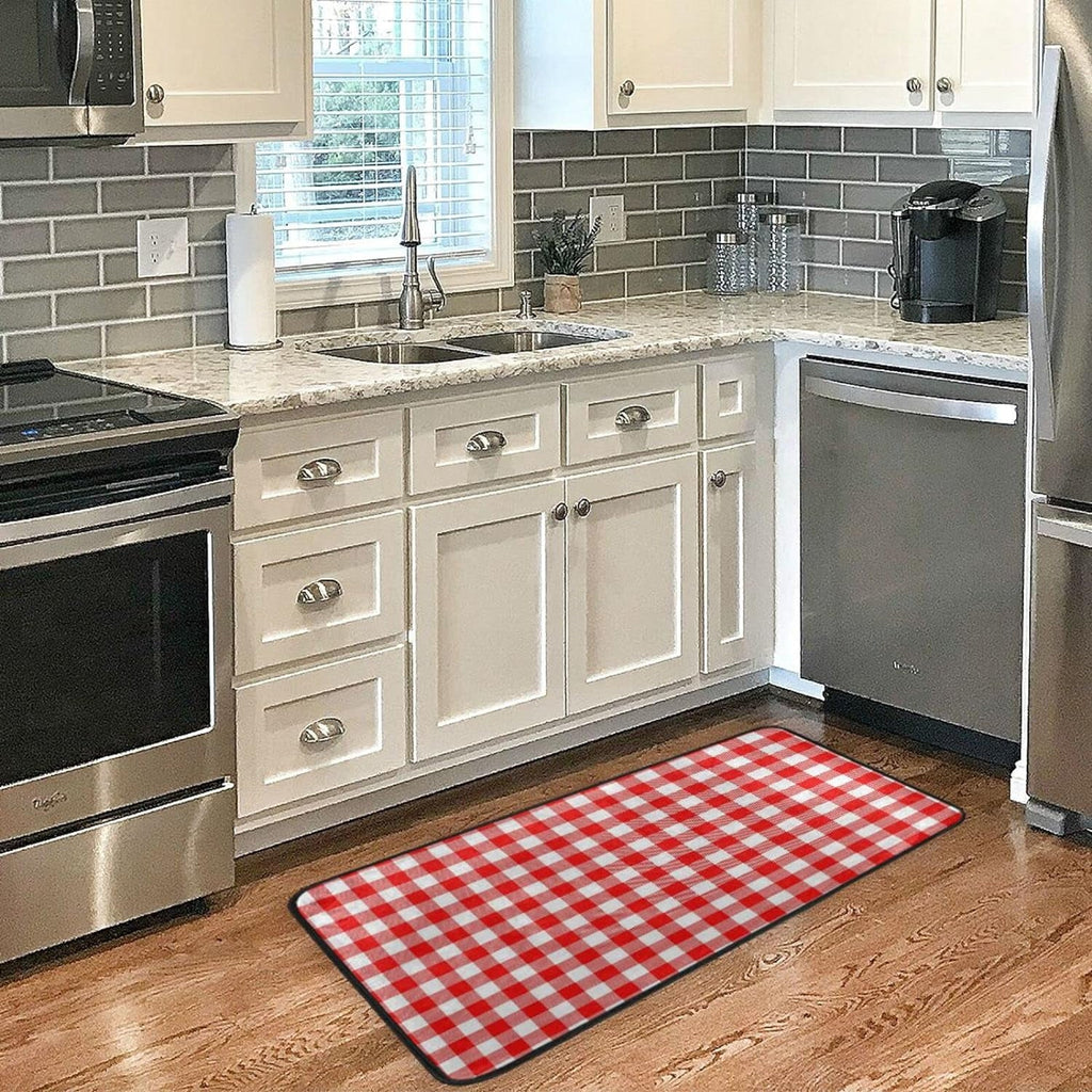 Non inch Bestwell Slip Red for Moistureproof Kitchen Anti-Fatigue Kitchen Floor and Bedroom White Mat 39 Rug Plaid Washable Rug Washroom x Sink 20 Comfort Mat Kitchen
