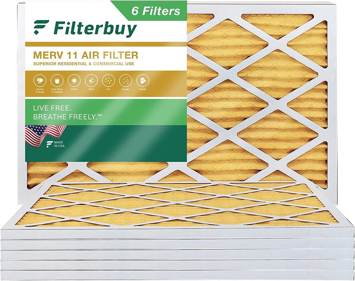 (6-Pack) Furnace MERV 11 10x24x1 AC Pleated Filters Filterbuy Air HVAC