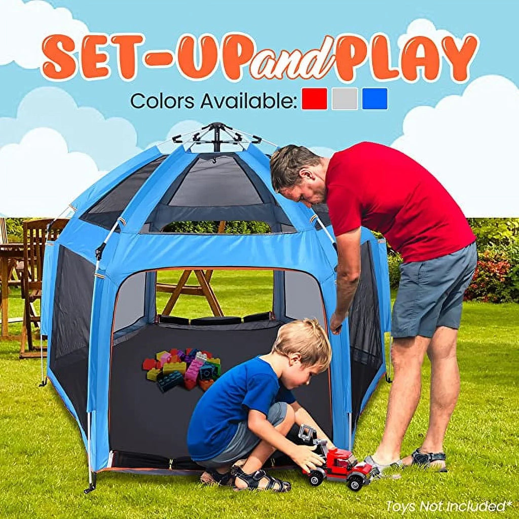 Pack Serenelife Canopy, and Baby Toddler 5 Go W/ Mattress, and On-The Panel (Blue) Playpen