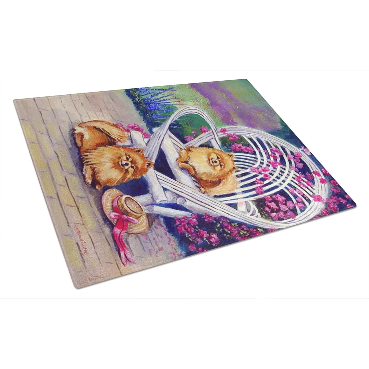Large Pomeranians the Red Cutting patio on Glass Board