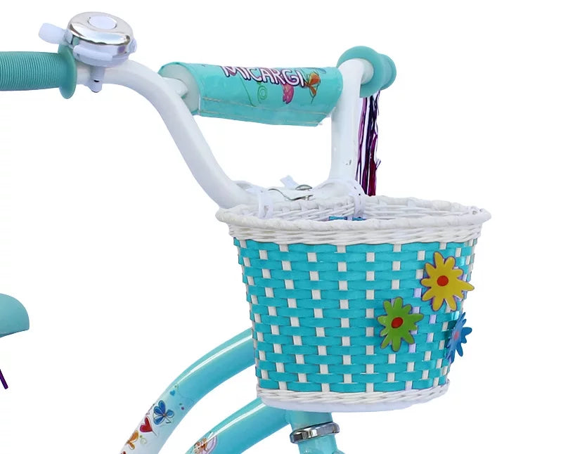 USToyOutlet Fenders White - Coaster Blue Bicycle Steel Baby Rims, cover White/Baby Full Brake One Guard, Bike Basket, Chain Tire Blue Kid's & Piece Cruiser 16" White Frame Crank,