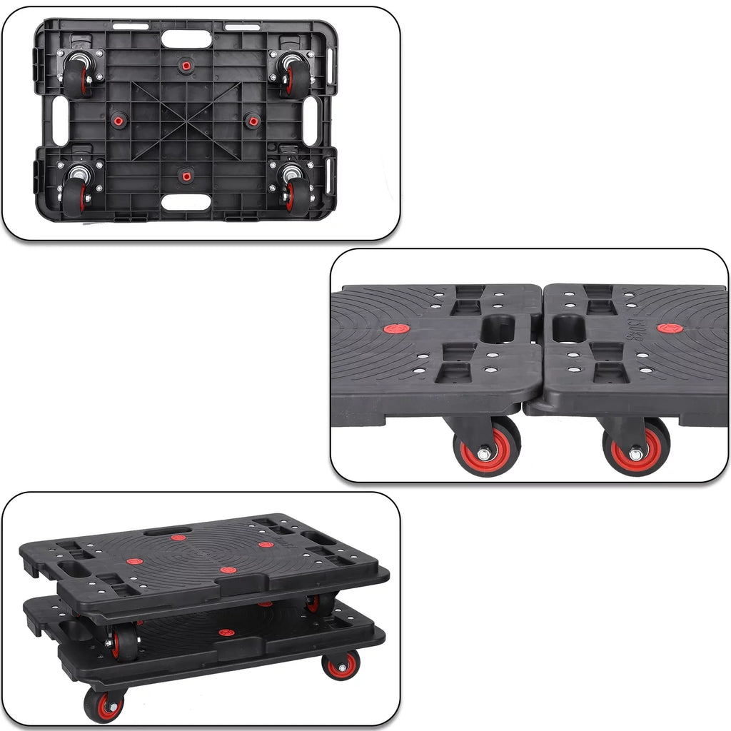 Rotate Portable Cart Homhougo—2PCS Capacity Trolley 4 Transport Travel Luggage 330 Truck Home Wheels Folding Office Lbs for 2pcs Black Hand