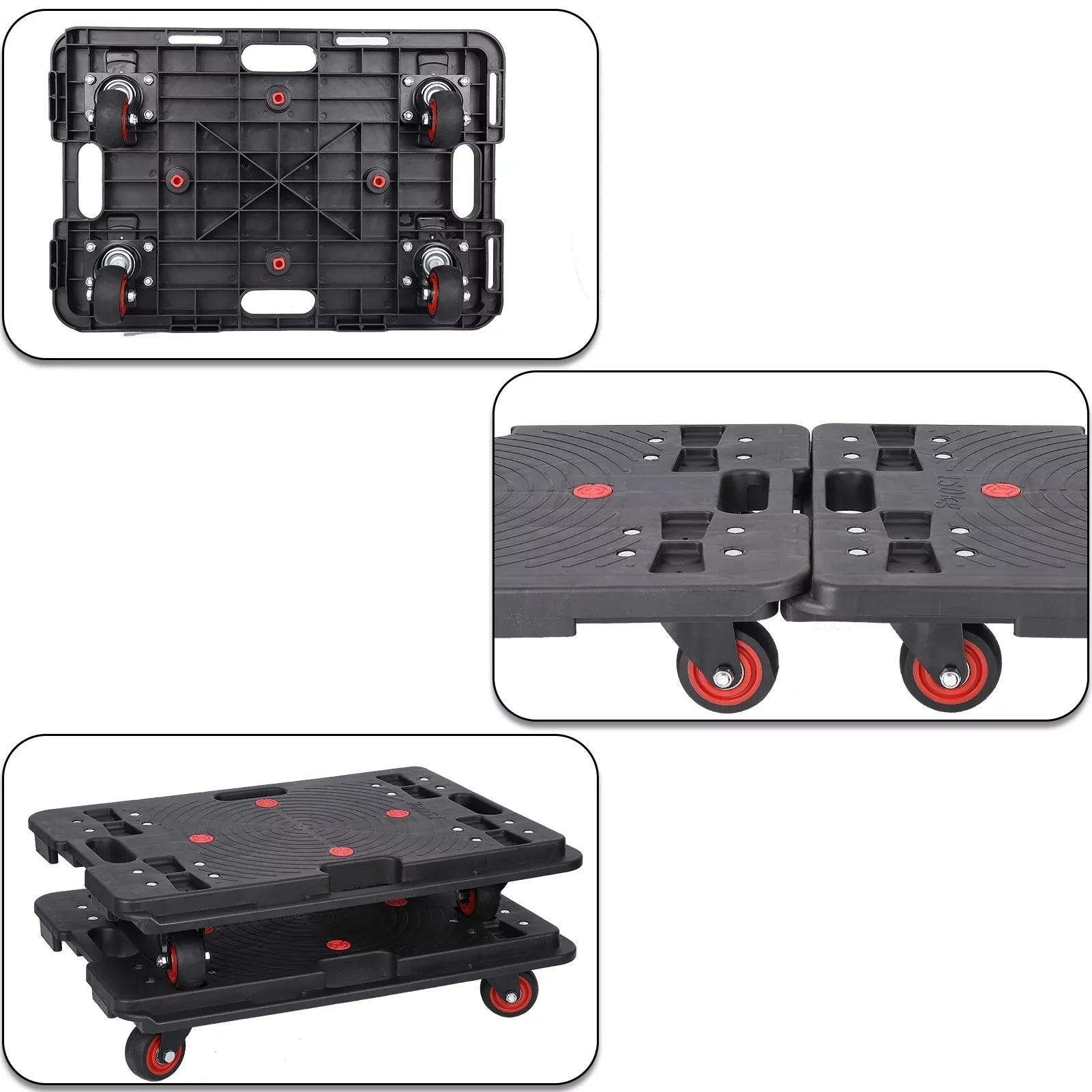 Rotate Portable Cart Homhougo—2PCS Capacity Trolley 4 Transport Travel Luggage 330 Truck Home Wheels Folding Office Lbs for 2pcs Black Hand