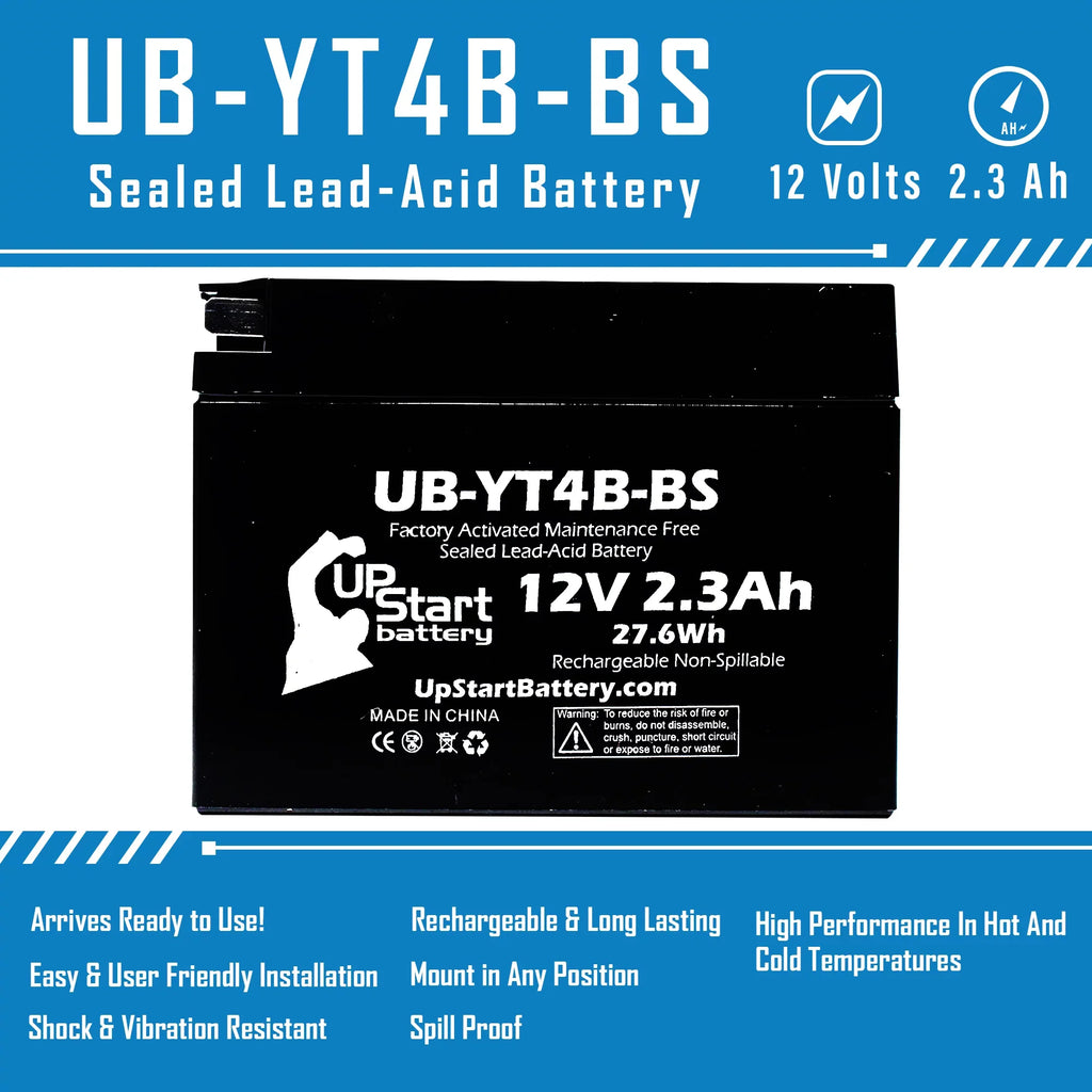 '-Z70 Suzuki - -Z70, Sealed) Yamaha Replacement 12v, Maintenance YT4B- Fits Suzuki Activated, Free 2008 Battery Factory 2015 (2.3Ah, 2009 SR400, with Battery 3 Pack - for
