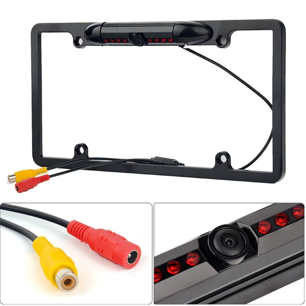 Plate Camera Frame 8IR Vision View License Rear Parking Backup Black Night Car US
