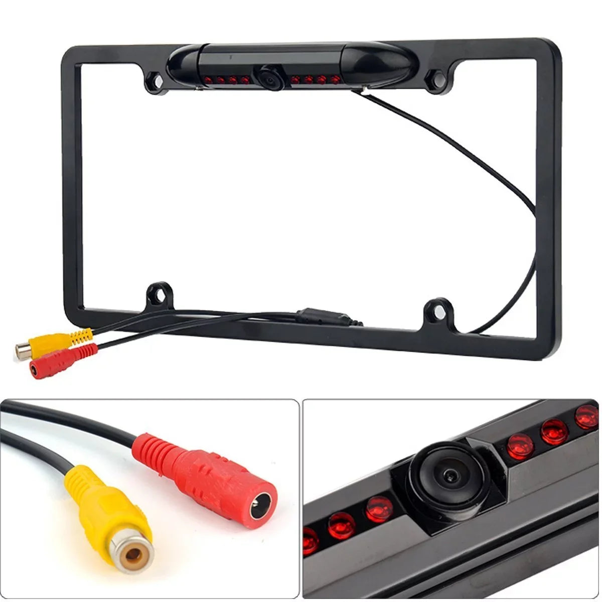 Plate Camera Frame 8IR Vision View License Rear Parking Backup Black Night Car US
