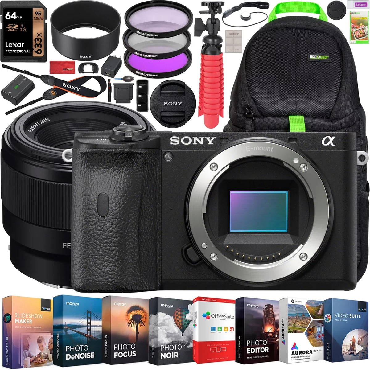 Body Fast Accessories Camera + Case Lens Video a6600 APS-C Backpack + Deco Prime Travel Full-frame + Software FE and F1.8 4K Camera SEL50F18F ILCE-6600B Mirrorless Gear Bundle 50mm Kit + Photo