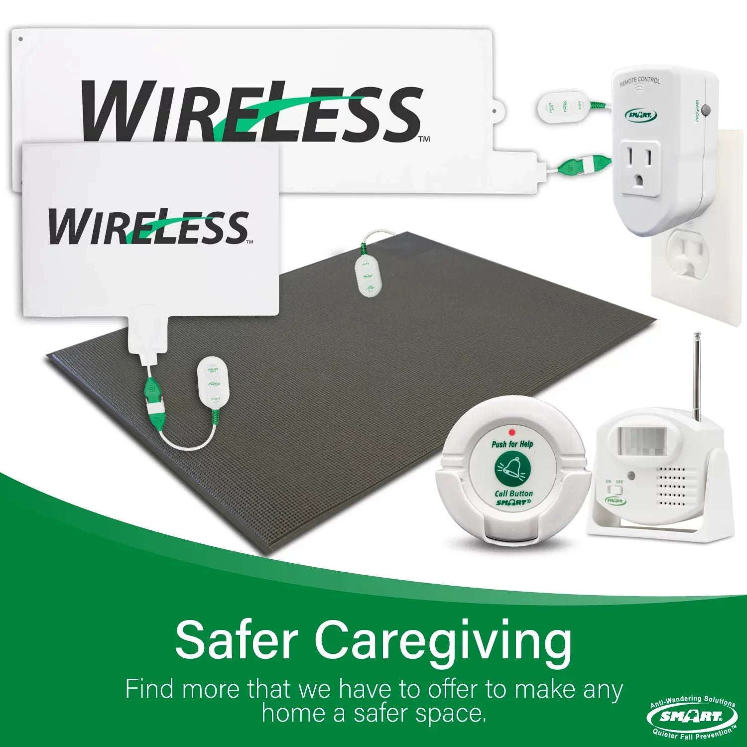 300' | Bed and Caregiver with with Up Fall Pager for Pad Caregiver Pad Alarm for Prevention 30" Medical Cordless Alerts Bed Weight Bed to System 10" x Sensor Alarm Smart Alarm Range | Wireless