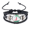 Watercolor Aquamarine Bracelet Wristband Chinese Leather design Verlion Braided Rope Woven