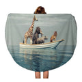 Mat Tapestry Blanket Circular Giraffe Vessel in Wild Sitting Beach Towels Travel Round Beach 60 Rhino Elephant inch Circle Lion Towel Throw