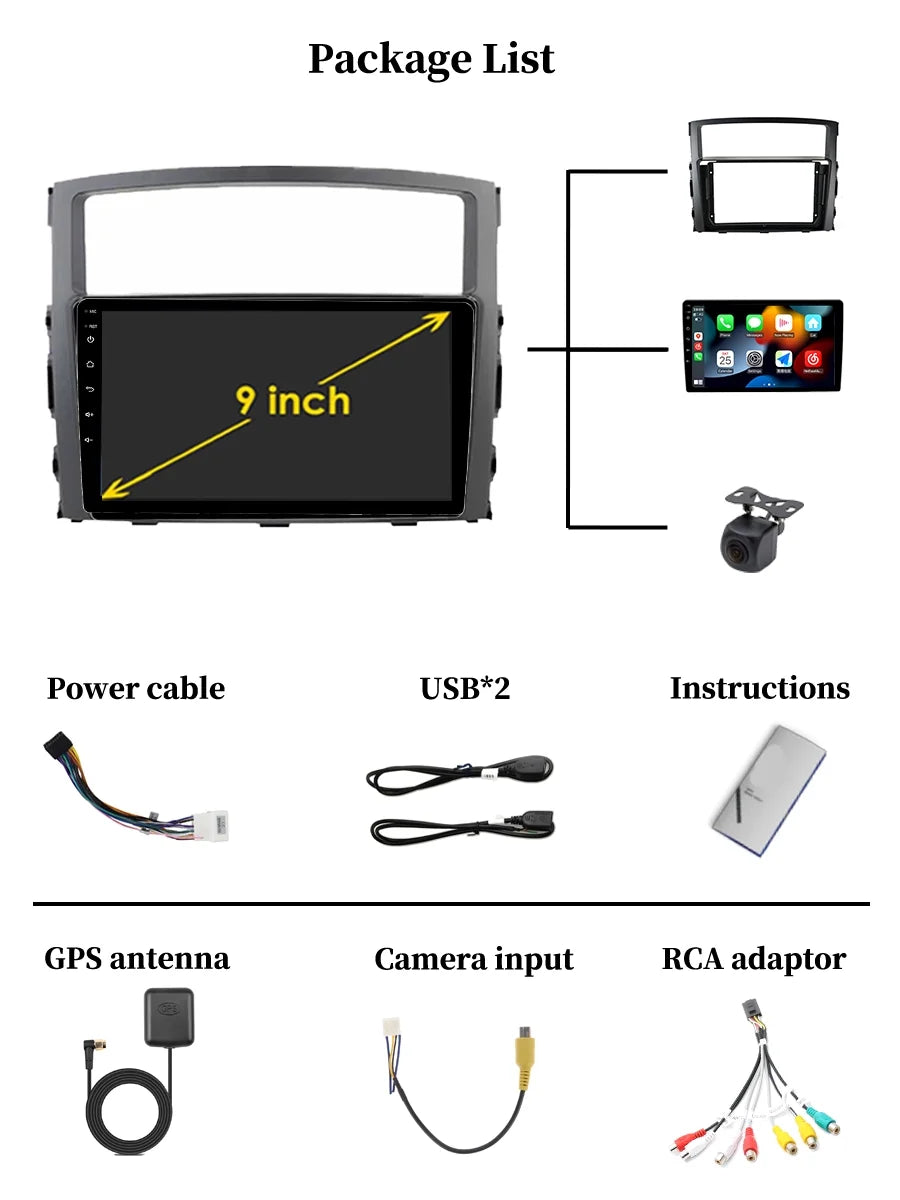 Auto V90 With 2014 Screen Radio Pajero Android Navi 2006 Car For Mitsubishi GPS Carplay V80 Stereo 4 - Android