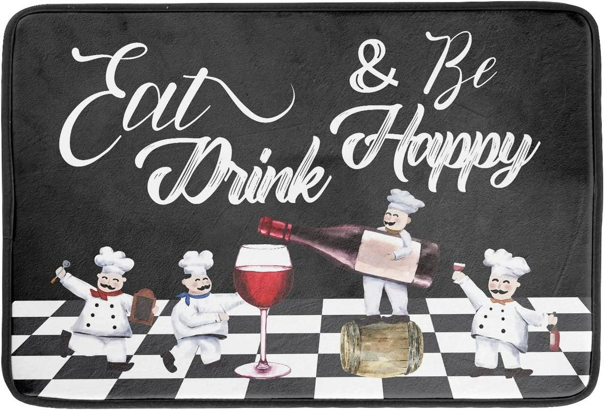 Dish Wine White Cook Kitchen Fatigue Chef Plaid Pasta Red Drainer Black Bistro Mats Dish Buffalo Anti Italian Pad Glass Drying Wellsay Dishes 18x24 Fat Chubby Mat Decor Check Plump Drainer Mat Rack