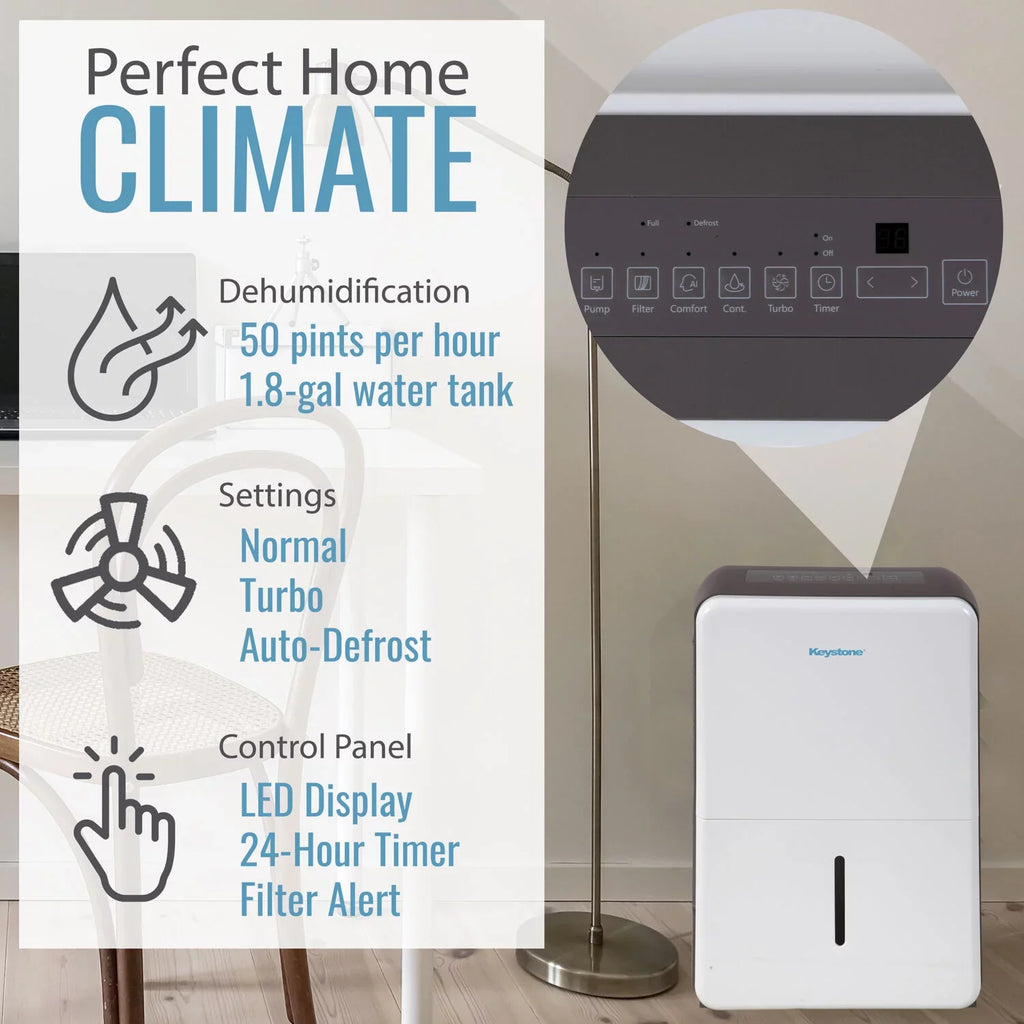 Dehumidifier Electronic 50 Built-In Pint Controls and Keystone Pump with
