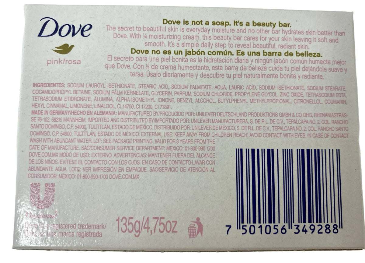 Pink, 6 Cream, Beauty Dove Pack 1/4 Bar 4.75 Moisturizing Cream oz Of