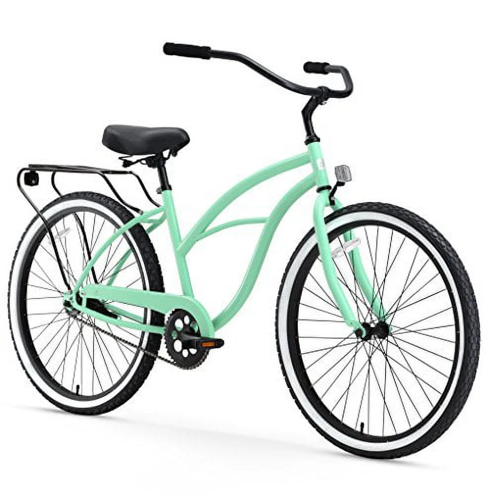 and Mint Green Block Bicycle Around Single-Speed with Cruiser Grips 26" Seat Wheels Black Beach The Women's sixthreezero
