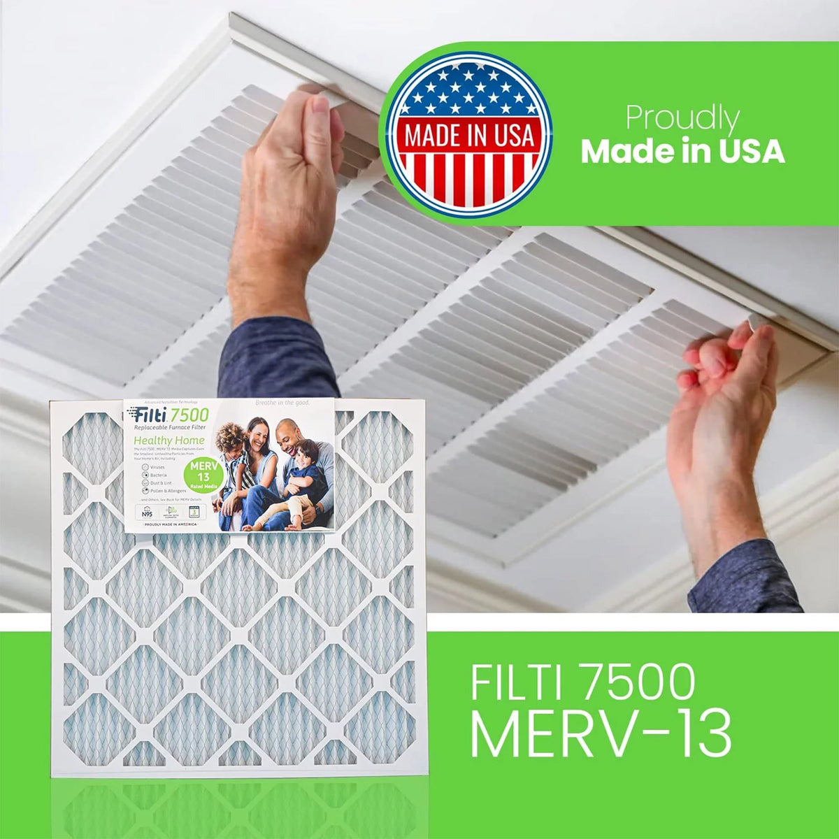 (2 13 20x20x2 Filter Pleated Furnace HVAC 7500 Home Air Pack) Filti MERV