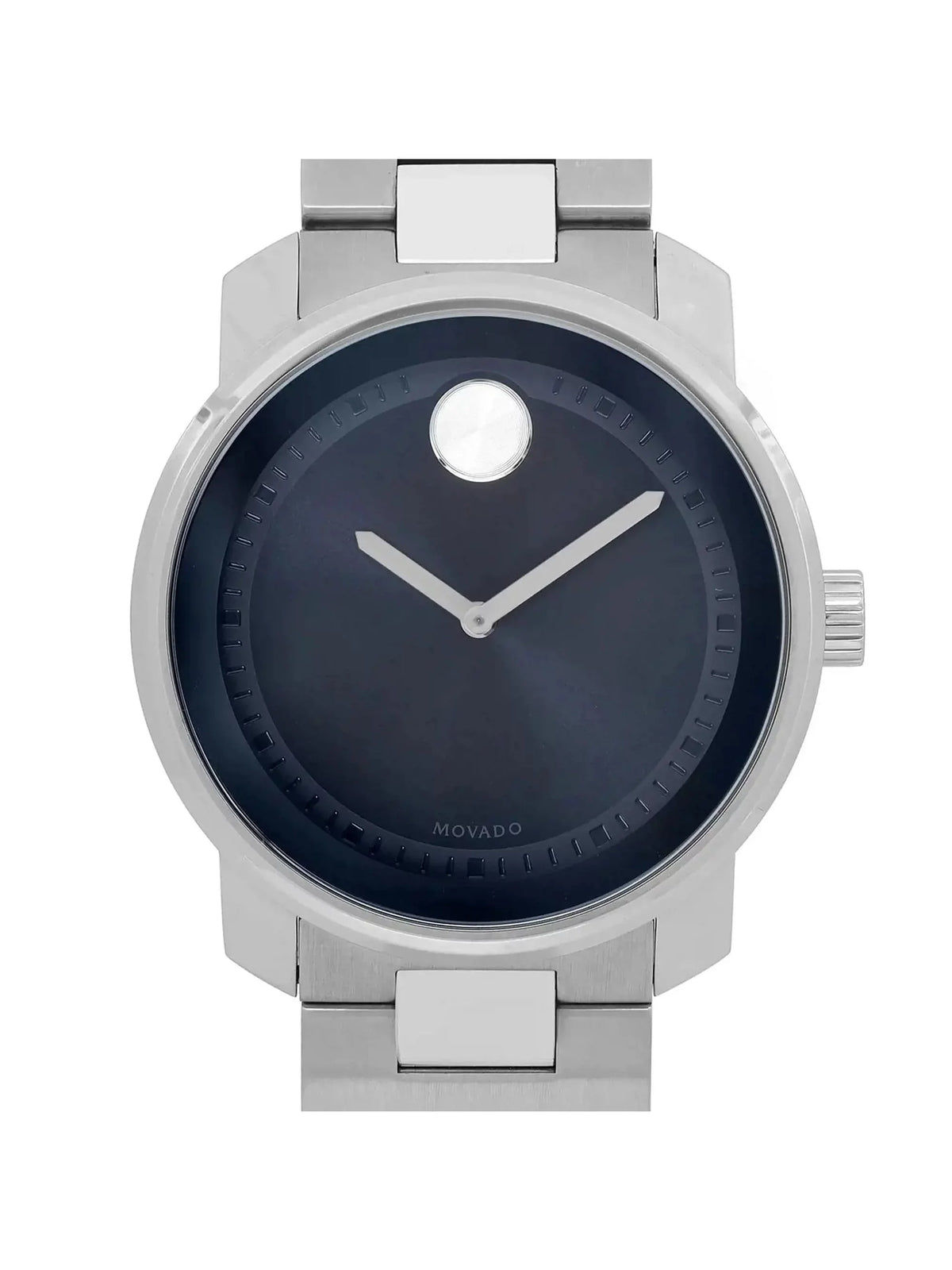 Bold Mens Movado 42mm Dark Blue Dial Watch 3600423 Steel Stainless Quartz
