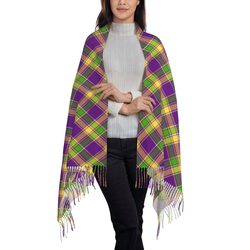 Wrap Gifts- Mardi Plaid Elegant Cashmere Soft Print Scarf For Large Gras Winter Feel Bingfone Scarves Women Warm Shawl Art