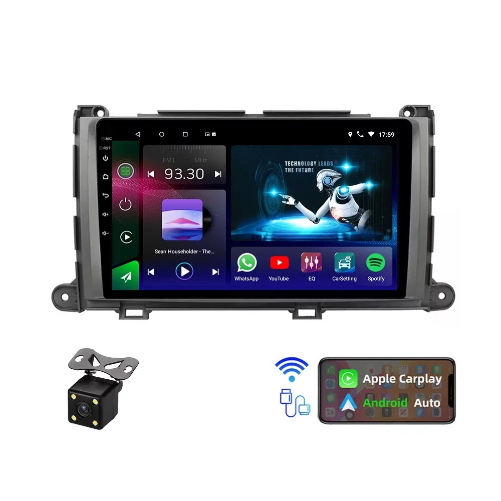 2011-2014 CarPlay Stereo Support Android Wireless Andriod Camera with Auto Toyota for Sienna JMANCE Backup Car 10