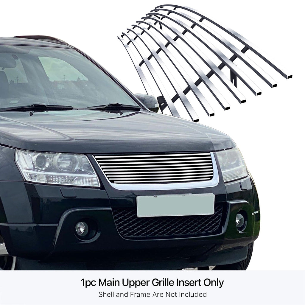 8x6 with Grand Horizontal Suzuki Stainless Silver Fits Vitara Grille N19-C63158I Steel Billet Main Premium Upper 2006-2012