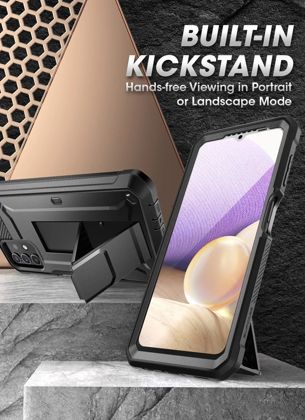 Version], with & Fit Pro (Black) Case Protector Case for SUPCASE [Not Kickstand Series Galaxy Full-Body Rugged Designed Beetle Holster Screen 5G Built-in Unicorn A32 4G