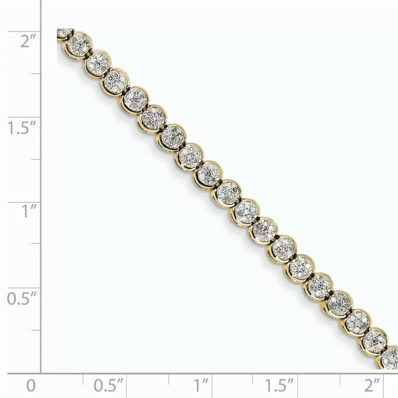 1ct Wt- Tennis Gold Diamond Carat 14k Yellow Bracelet.