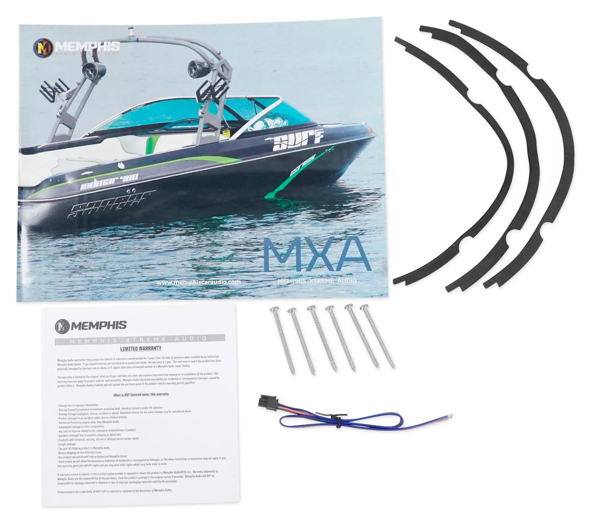 Dual Memphis Marine Boat Audio 10" 500 MXA1044 Subwoofer 4-Ohm Watt Sub LED