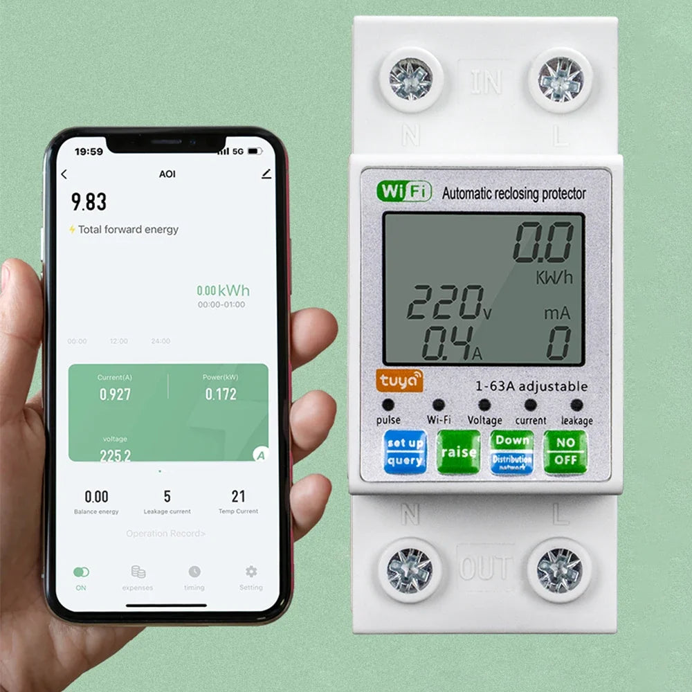 Google Din Xiaomi Life Timer Rail Alexa 220V 63A Energy Wattmeter Smart Meter Meter Smart Home Power 110V Monitor KWh Alice