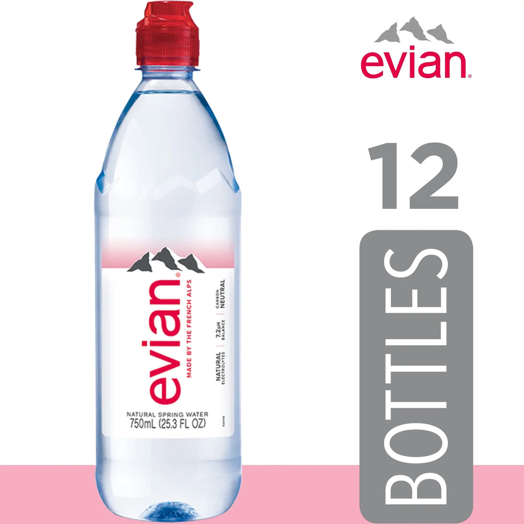 Count Fl Spring 12 Bottles evian Natural Oz, liquid, 25.36