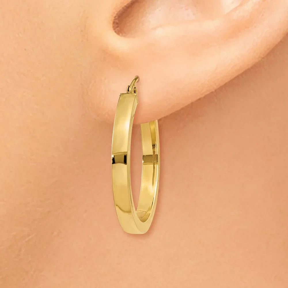 Teens; 2x3mm for and Tube Adults Princess Men Yellow Real Square Gold for Hoops; and 14kt Women