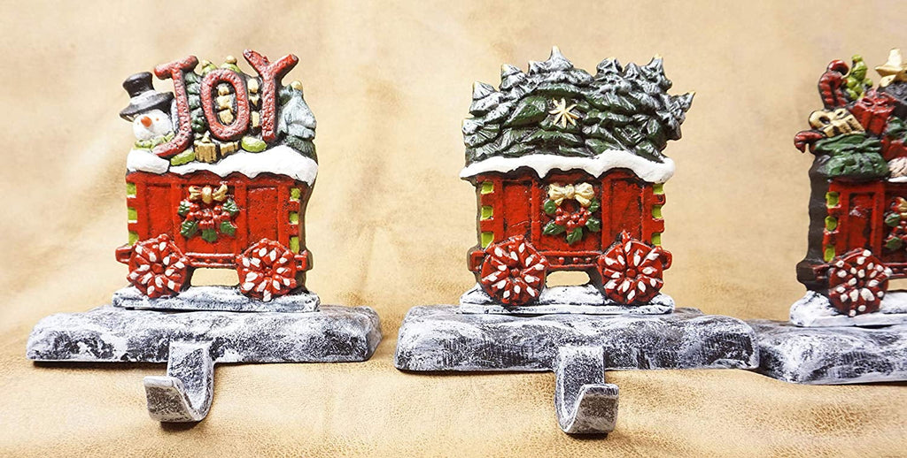 Train LuLu Train Approx 7 Hooks, 3 Decor, 5 Strong Stocking 2D) (Combo Each Heavy Rail Engine lb carts, 2D with Sturdy Holders, Beautiful & 100% Christmas Cast Weighs Hooks, Stocking Iron