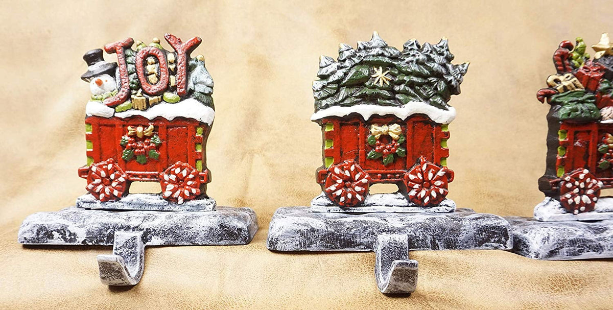 Train LuLu Train Approx 7 Hooks, 3 Decor, 5 Strong Stocking 2D) (Combo Each Heavy Rail Engine lb carts, 2D with Sturdy Holders, Beautiful & 100% Christmas Cast Weighs Hooks, Stocking Iron