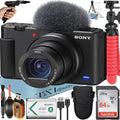 Memory -1F (Black) Tripod 64GB Vlogging Camera SanDisk ZeeTech Sony + Accessory + with Card Bundle
