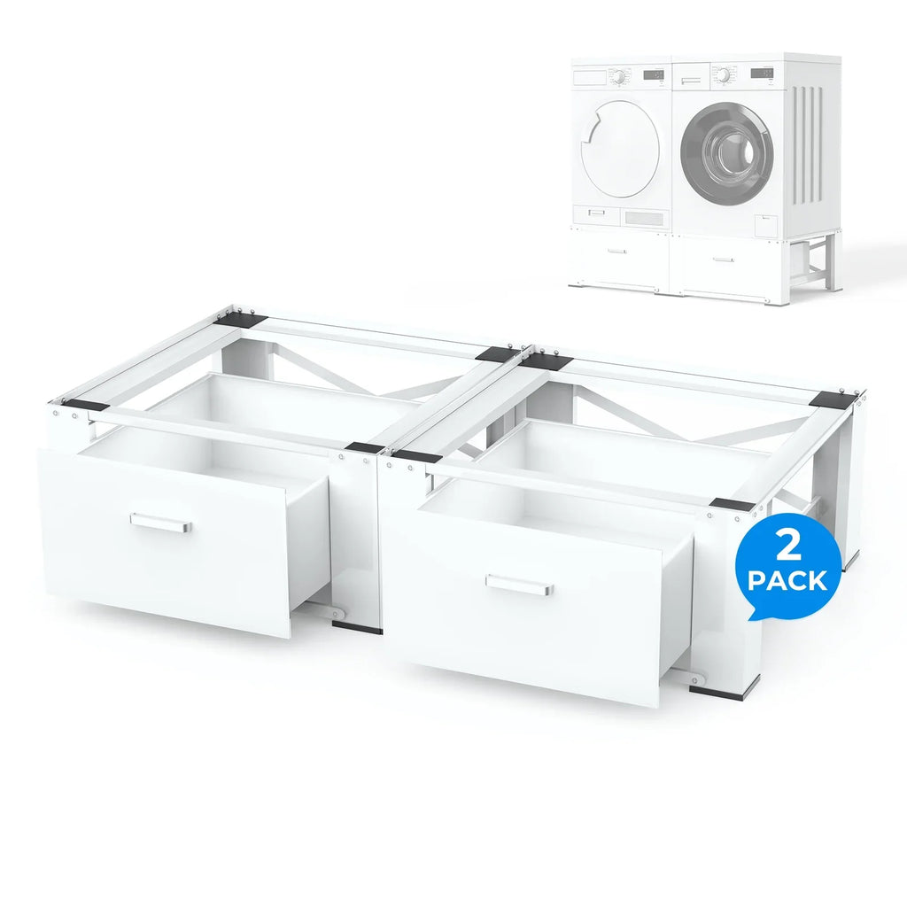 Steel, 29" Stands, Pack 28"× Dryer and Washer Laundry 2 Pedestals, White Inlife Pedestals Heavy Washing Duty Stainless Dual Machine