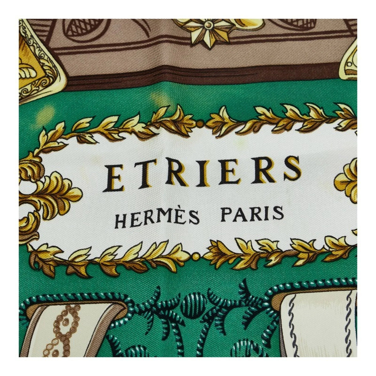 Scarf Pre-Owned Multicolor Carre Pattern Silk Tack Stirrup Hermes ETRIERS Muffler (Fair) 90 Horse HERMES Ladies Green