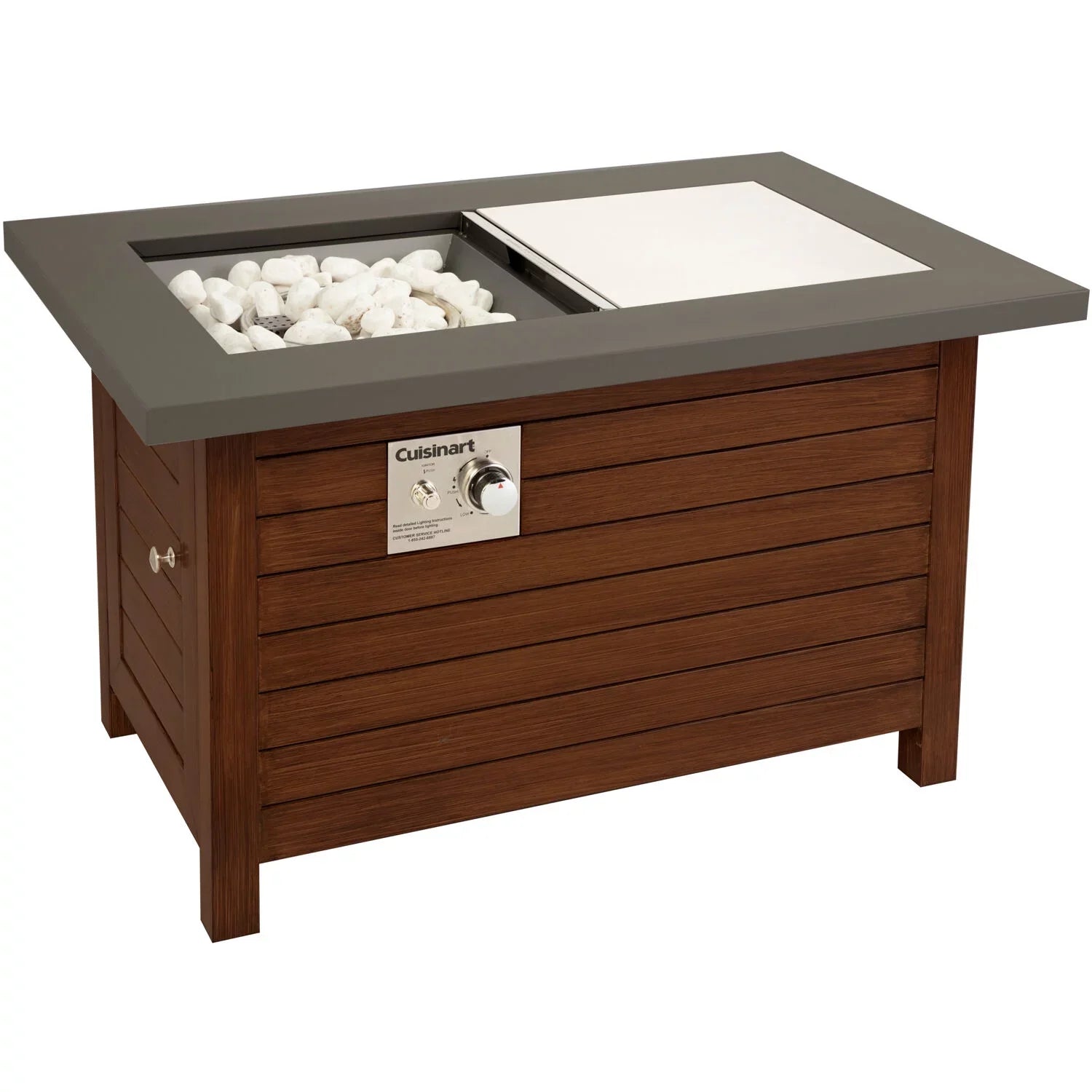 2-in-1 Fire Table Design Patio with Pit Pit Table Cuisinart - Ignition, Start Push Fire to Coffee to Outdoor