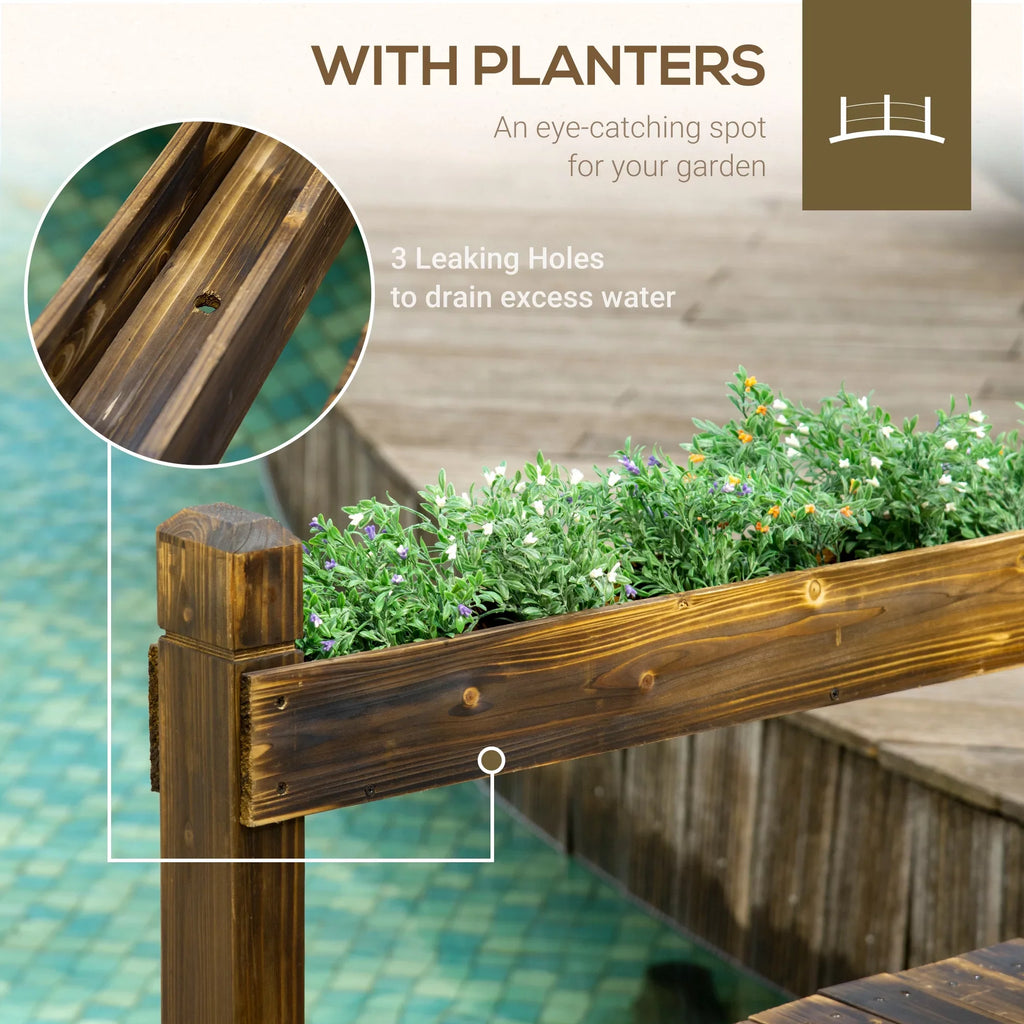Arc Planters, Bridge Outsunny Footbridge Garden Stained with Finish Wooden
