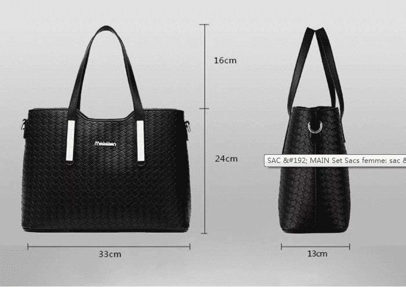 Big Pu Bag Handbag Tote Smarit Leather Shoulder 3 Set Set Bags Weave Pieces Bag Women Purse Capacity
