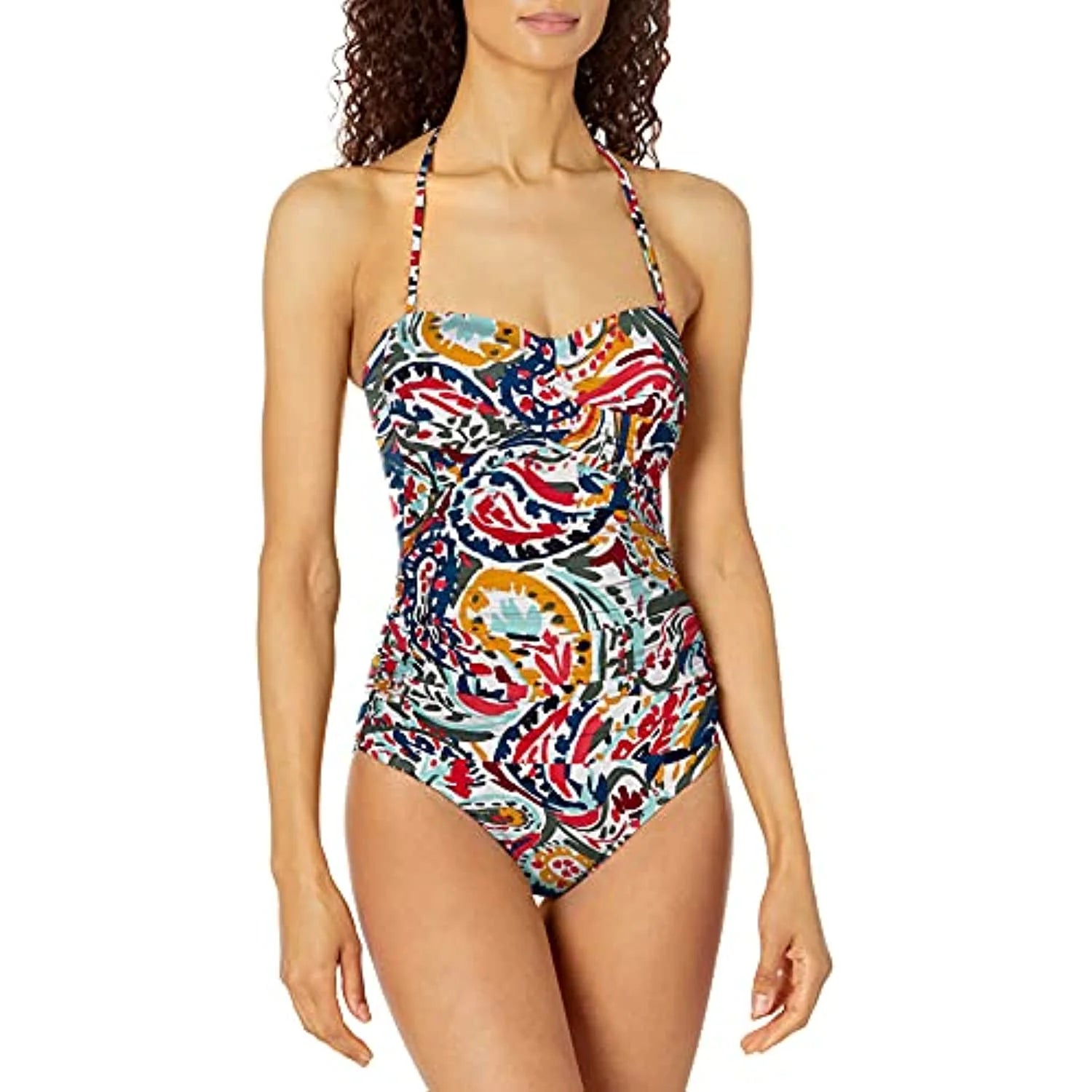 Twist Womens Cole Multi Paisley Bandeau Anne Swimsuit One Piece 10