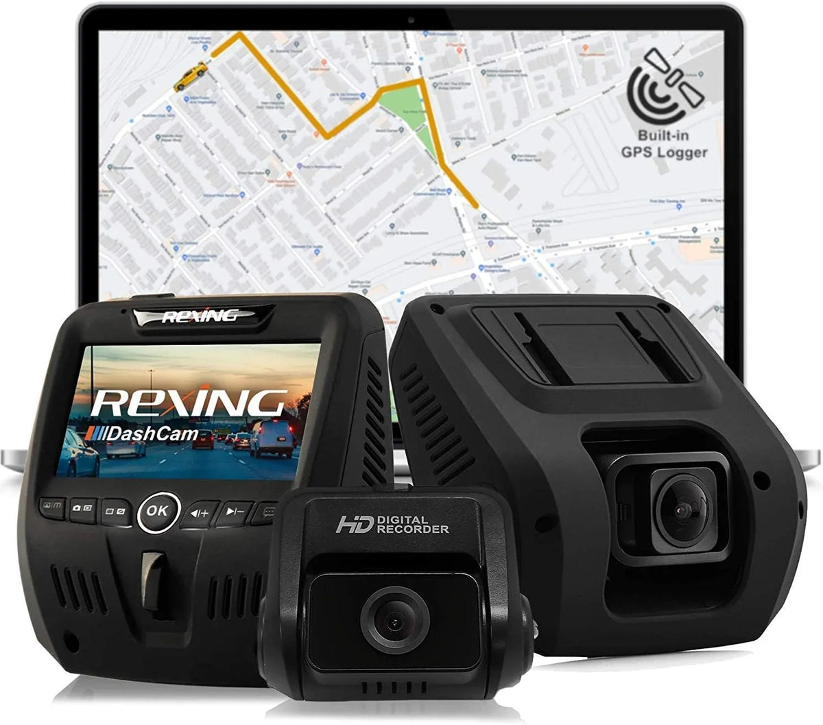 Rexing Car Box Open Dual Channel 1080p FHD Dash Black Cam V1LG -