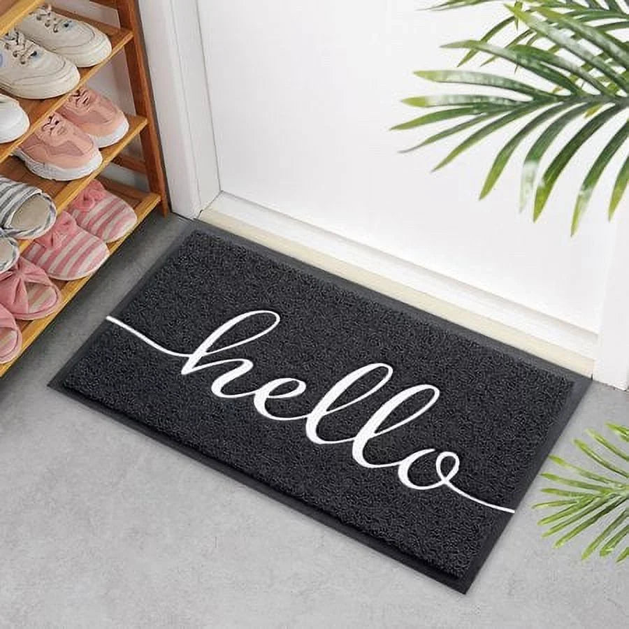 Black, Bathroom, x 30" Kitchen Design (L) for Non-Slip Front and Patio, JATOK (W) Door, 2-Pack Hello Mat 17.5" Indoor-exterior, Floor