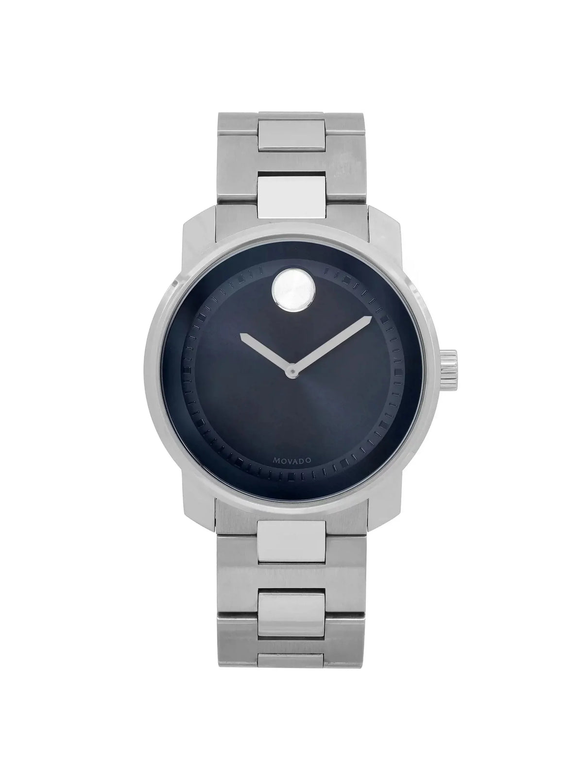 Bold Mens Movado 42mm Dark Blue Dial Watch 3600423 Steel Stainless Quartz