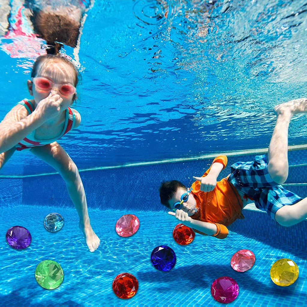 Dive Toys Diamonds Diving with Treasure Swimming Sets Set Toy 6 Gem Use Box Throw Gift Underwater for Pirate Treasures Colorful Big Summer (golden) Pool