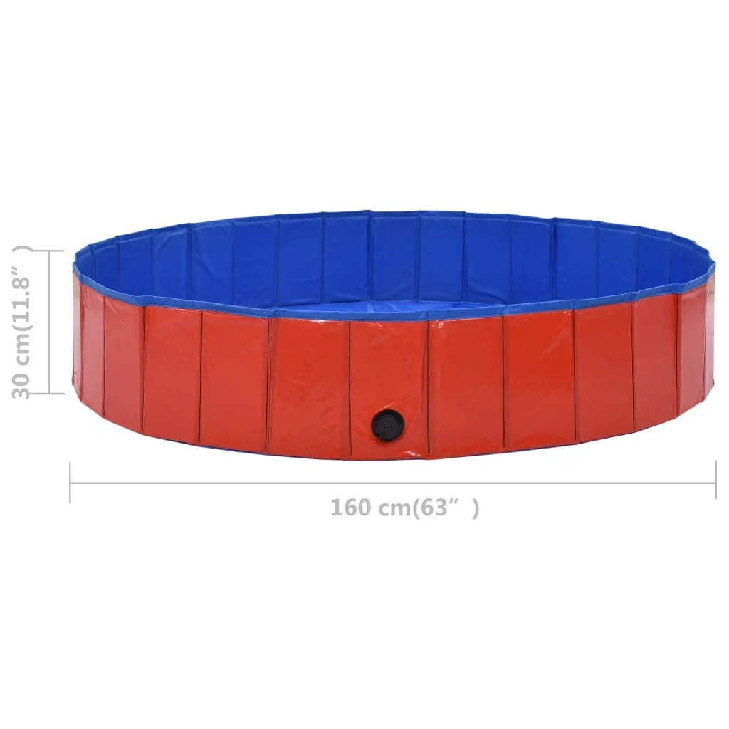PVC Red Foldable Swimming Dog 63"x11.8" Pool