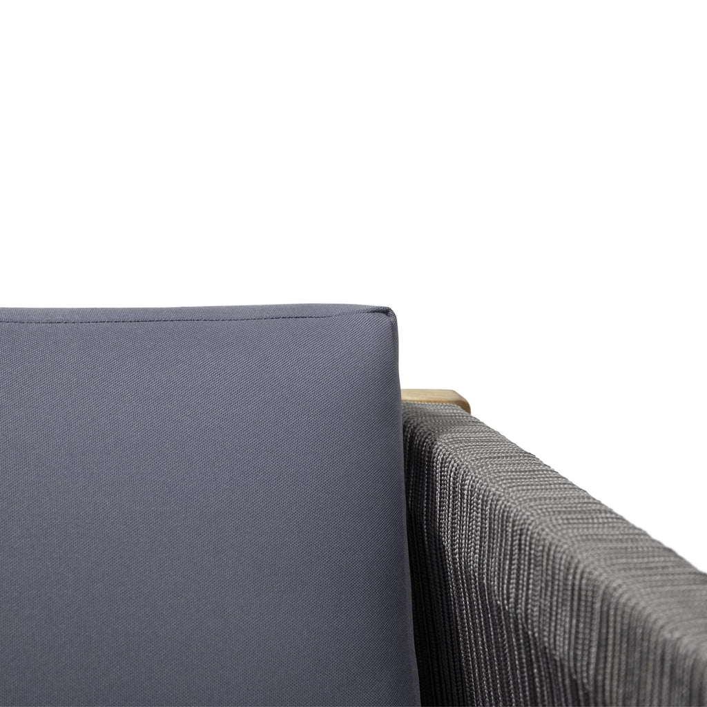 Outdoor Wood Acacia Rope Charlotte with Studio and 4 and Chat Seater Cushions, Set Teak Gray