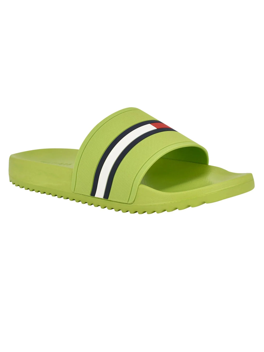 Mens Redder Green TOMMY Sandals Toe Colorblocked Slip HILFIGER Stripe 9 Shoes Slide M Comfort On Round