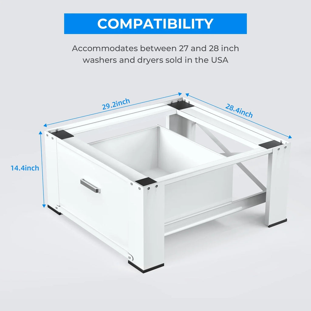 Steel, 29" Stands, Pack 28"× Dryer and Washer Laundry 2 Pedestals, White Inlife Pedestals Heavy Washing Duty Stainless Dual Machine